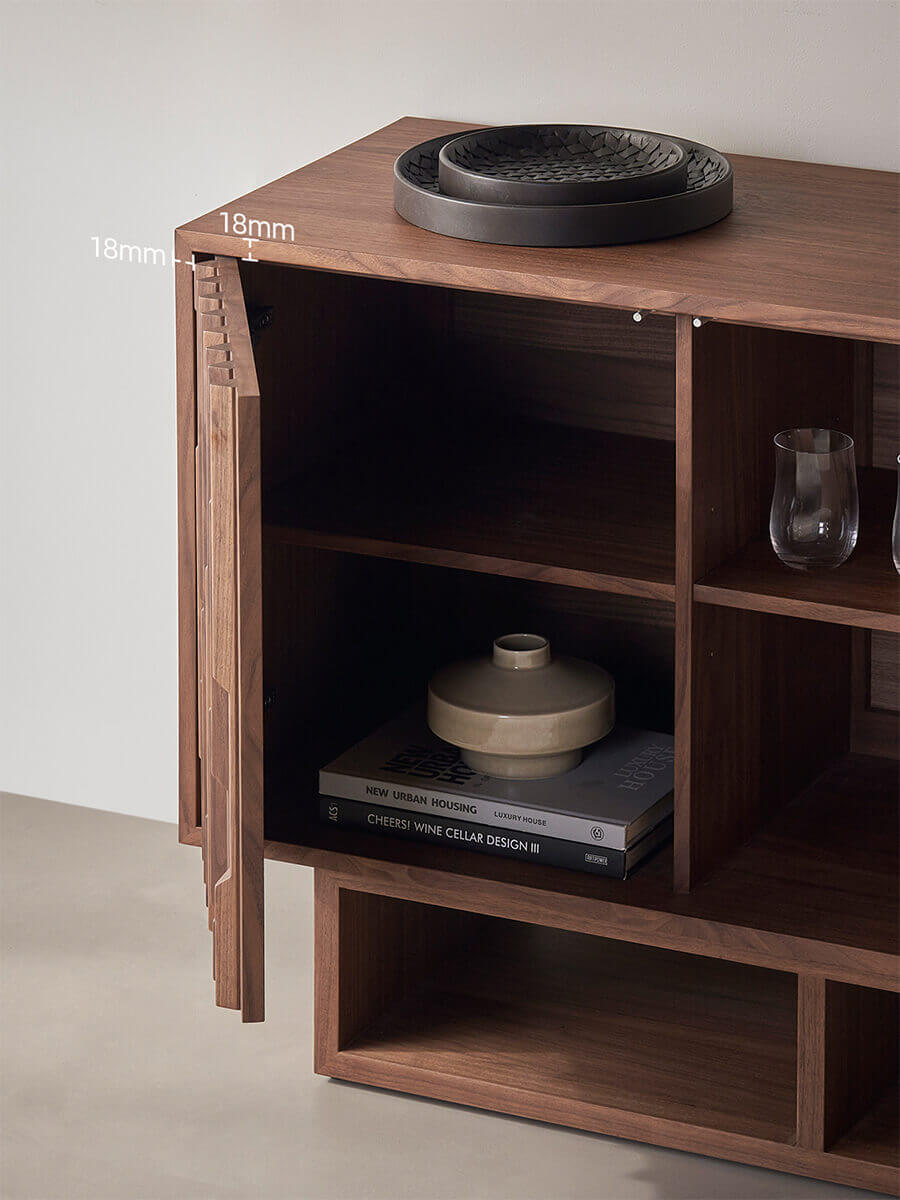 Ridge Walnut Sideboard concealed cabinet storage
