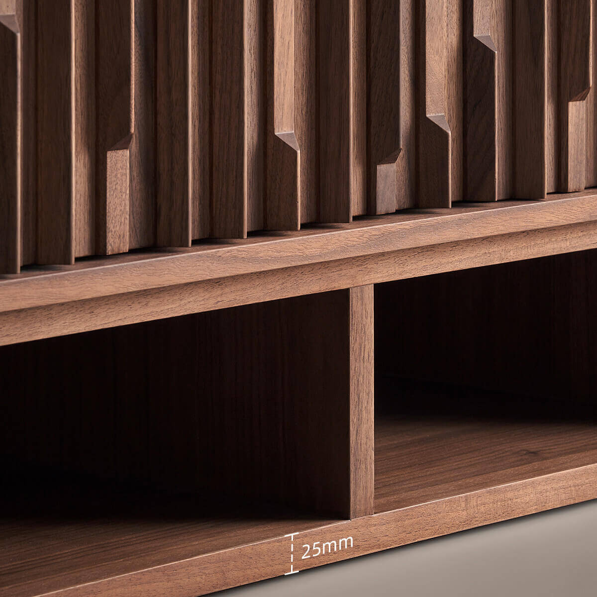 Ridge Walnut Sideboard with three open display compartments