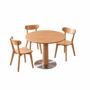 Riva Solid Oak Round Dining Table with three oak dining chairs