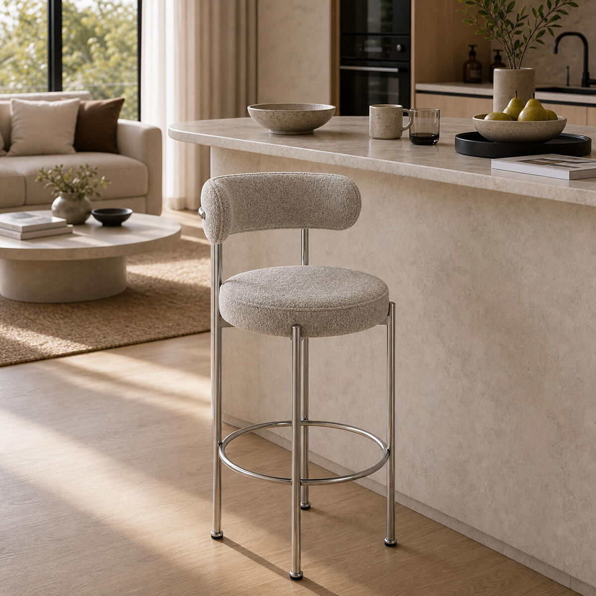 Rosy Bar Stool upholstered seat detail