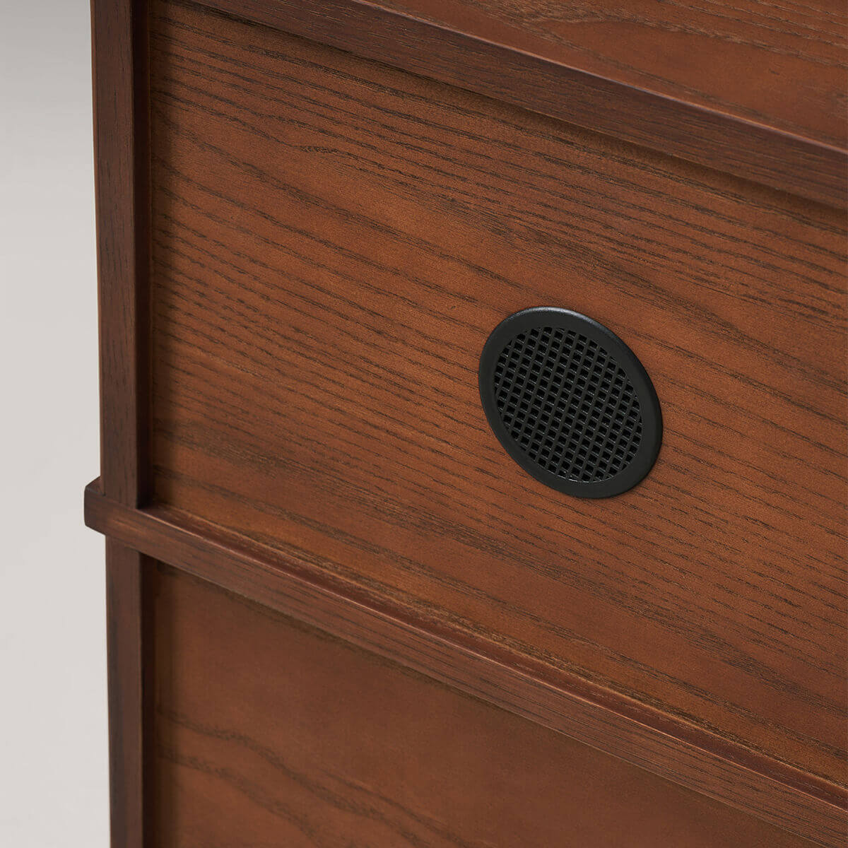Fully finished back panel of the Sable bedside table