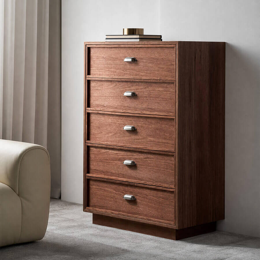 Sala Walnut 5 Drawer Chest of Drawers