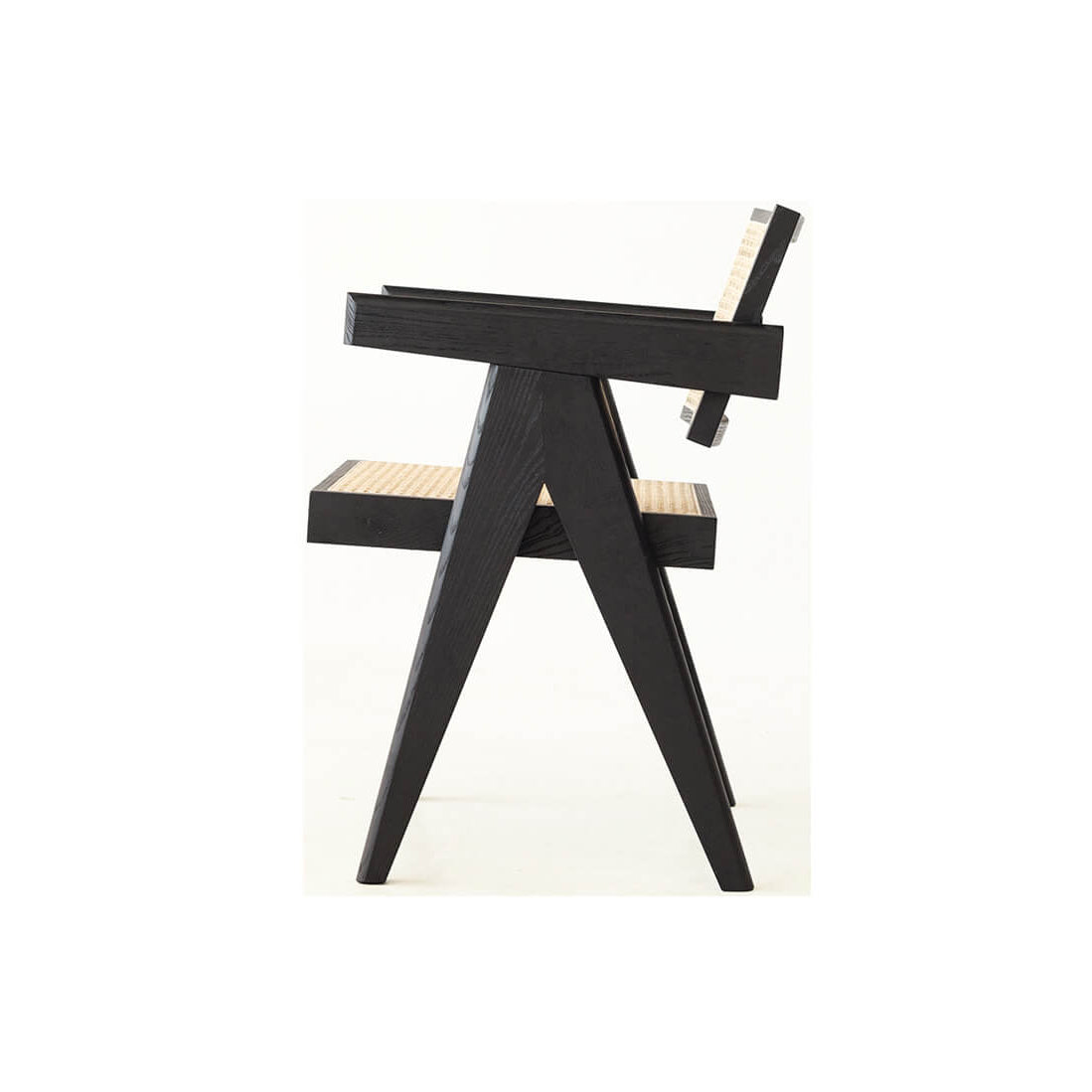 Side profile of Sandy dining chair showing solid ash wood construction