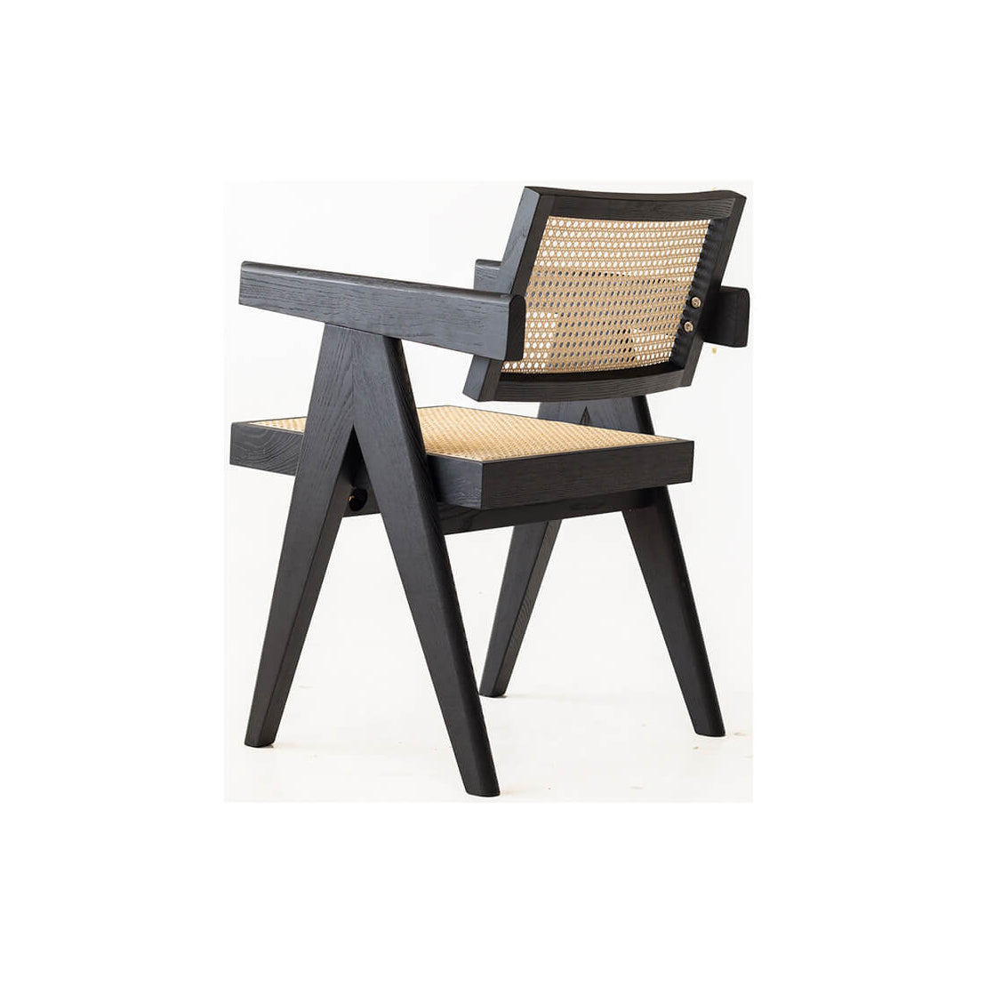 Rear view of Sandy dining chair with black ash wood frame