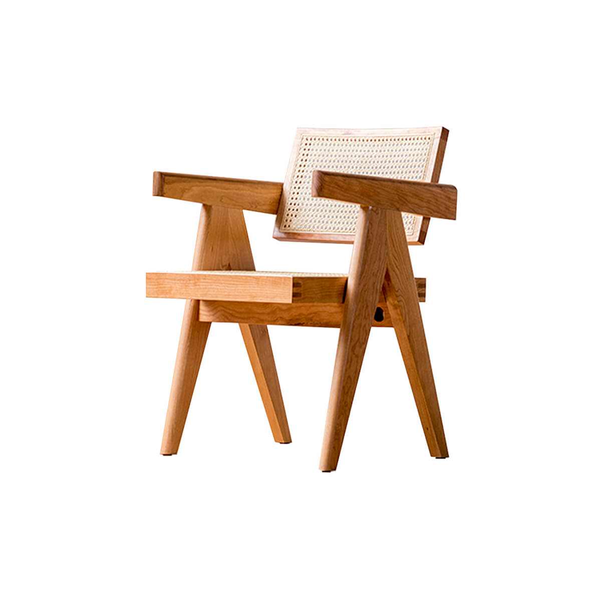 Cherry Sandy dining chair with woven rattan seat and backrest