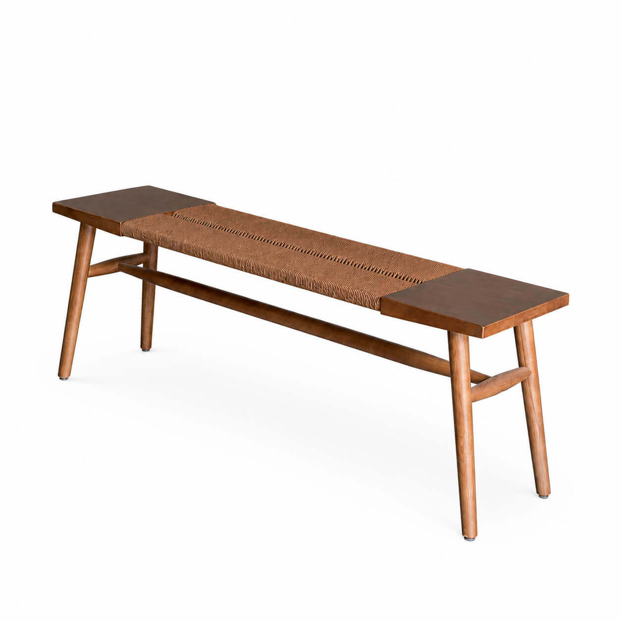 Saro solid American ash bench with woven paper cord seat