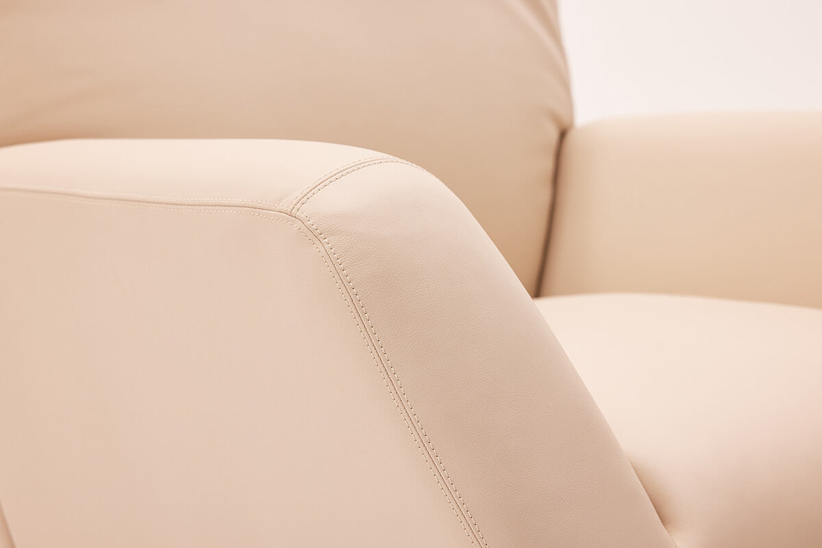 Leather Armrest Detail of Siena Full Grain Leather Swivel Lounge Chair