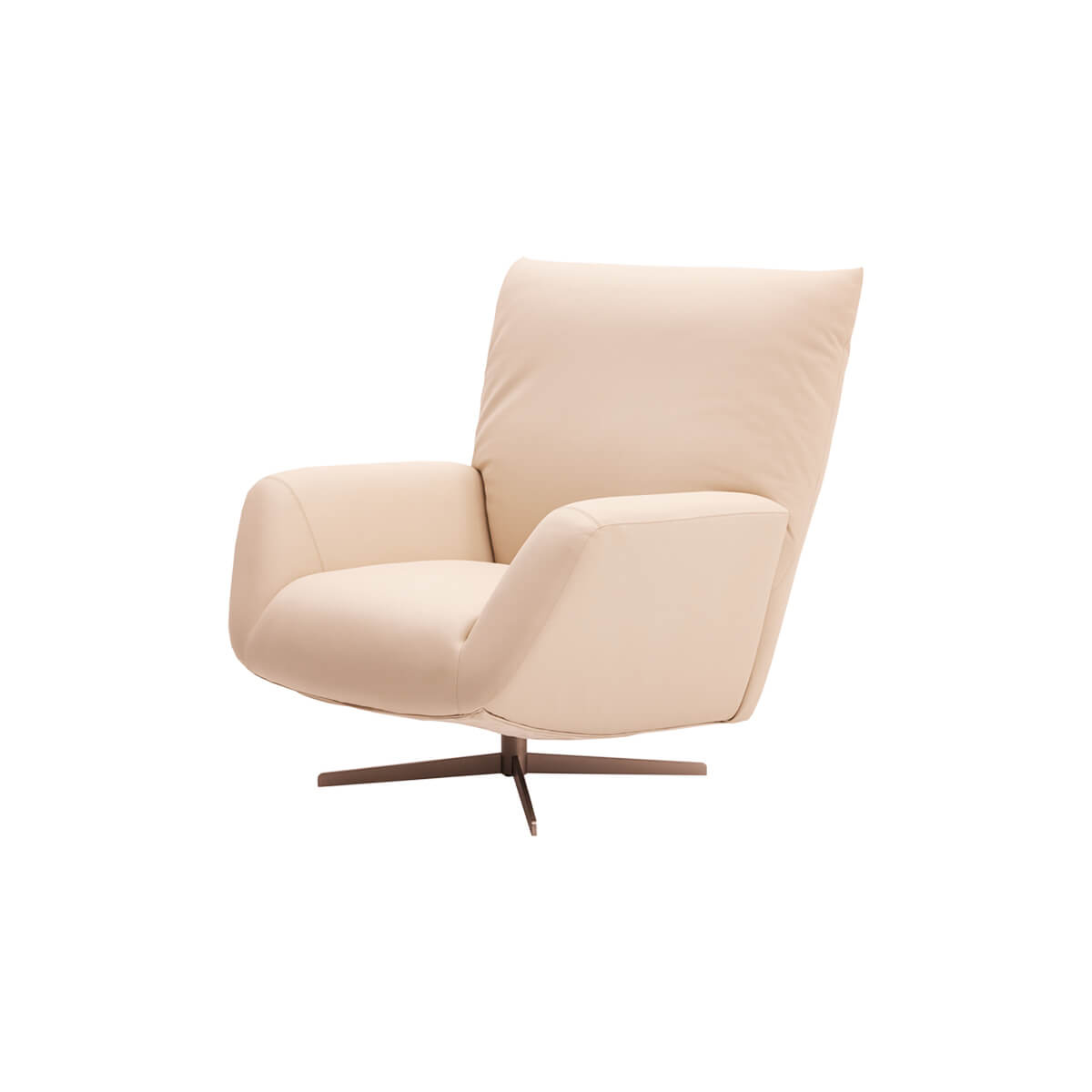 Siena Full Grain Leather Swivel Lounge Chair Front Angle View