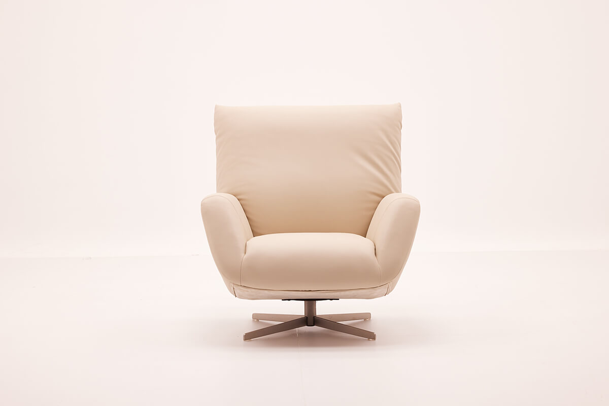 Siena Full Grain Leather Swivel Lounge Chair Front View