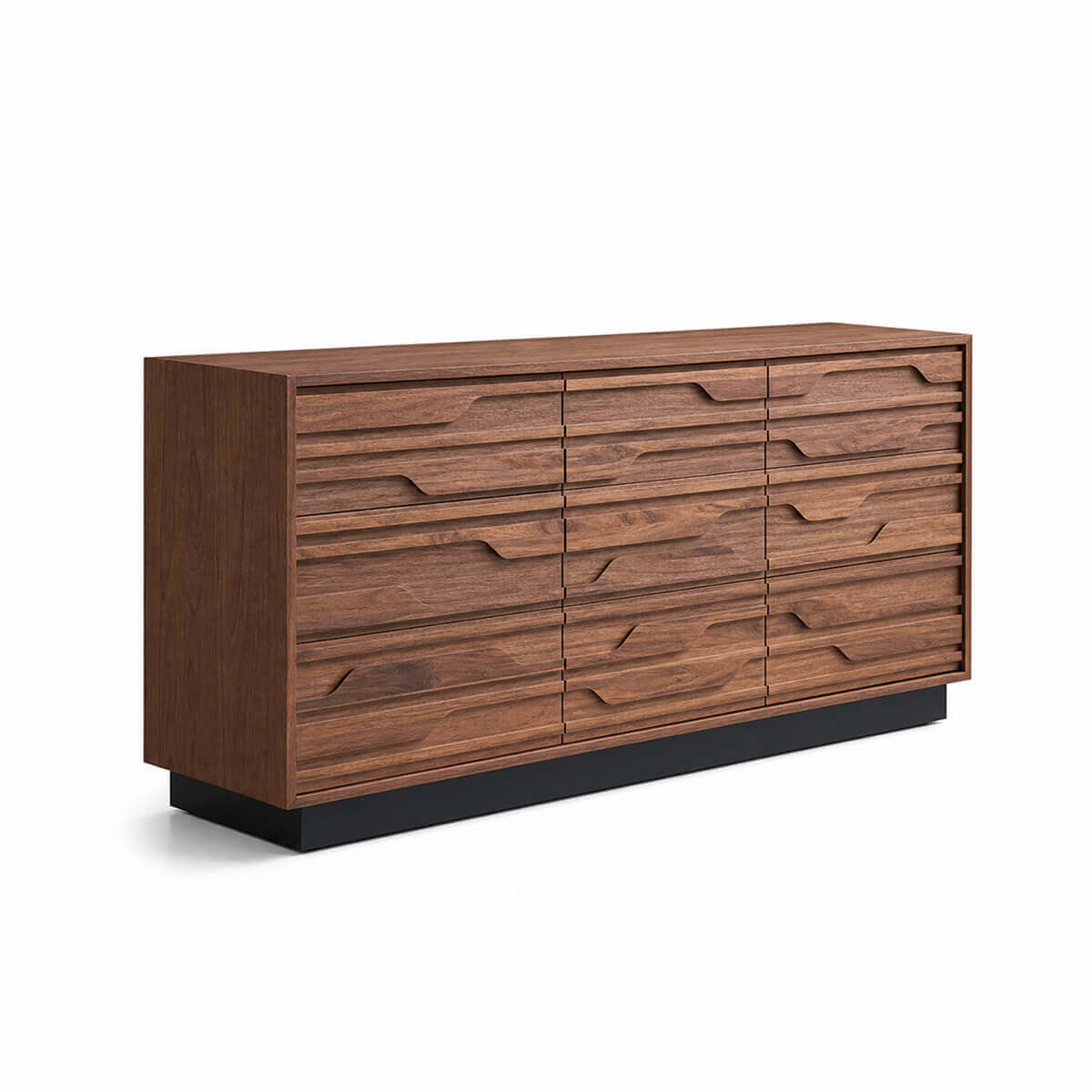 Siena Walnut 9 Drawer Chest of Drawers on a white background