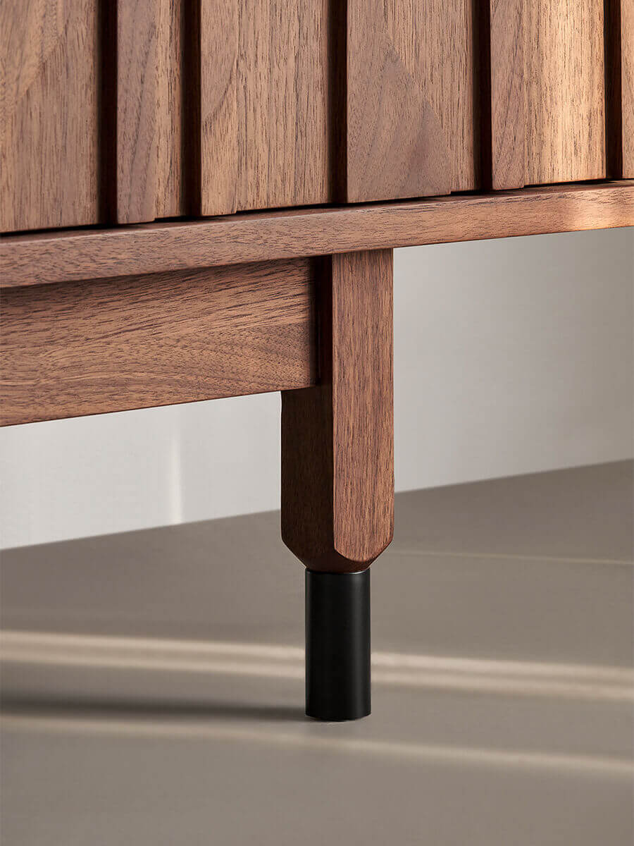 Solid timber leg detail of the Siena Walnut Sideboard