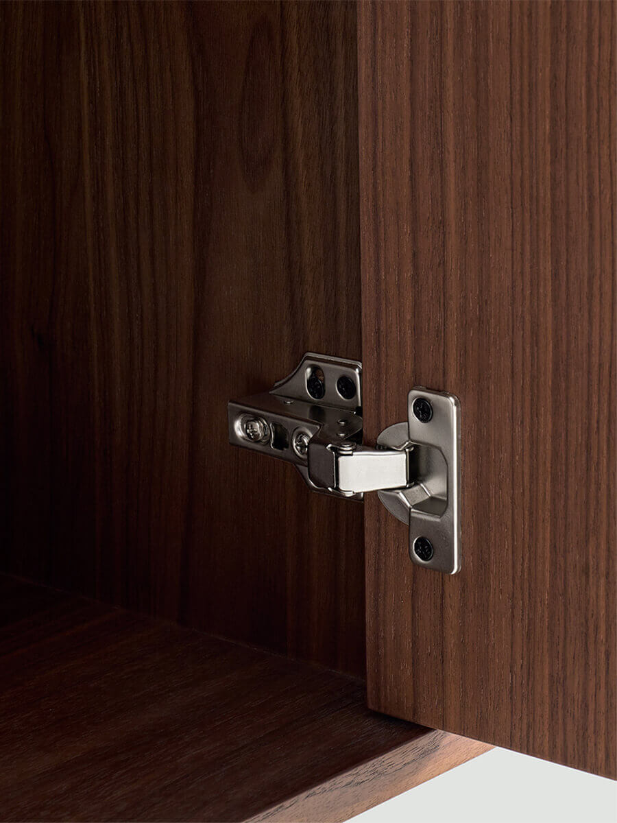 Soft-close concealed hinge of the Siena Walnut Sideboard