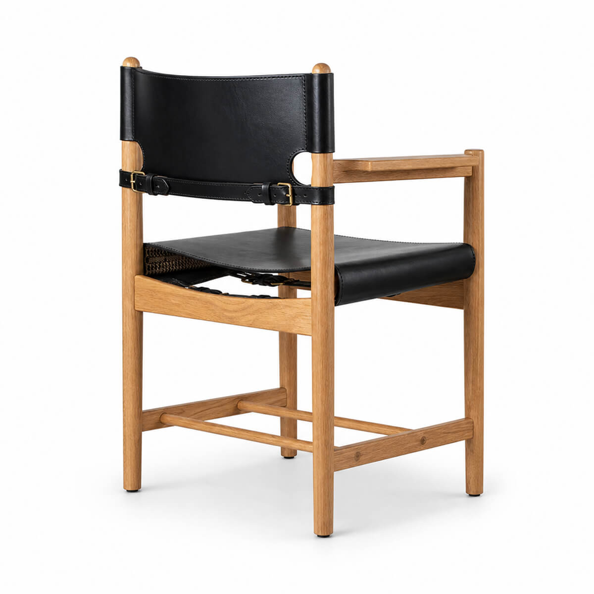Spanish Dining Chair black upholstery angled view