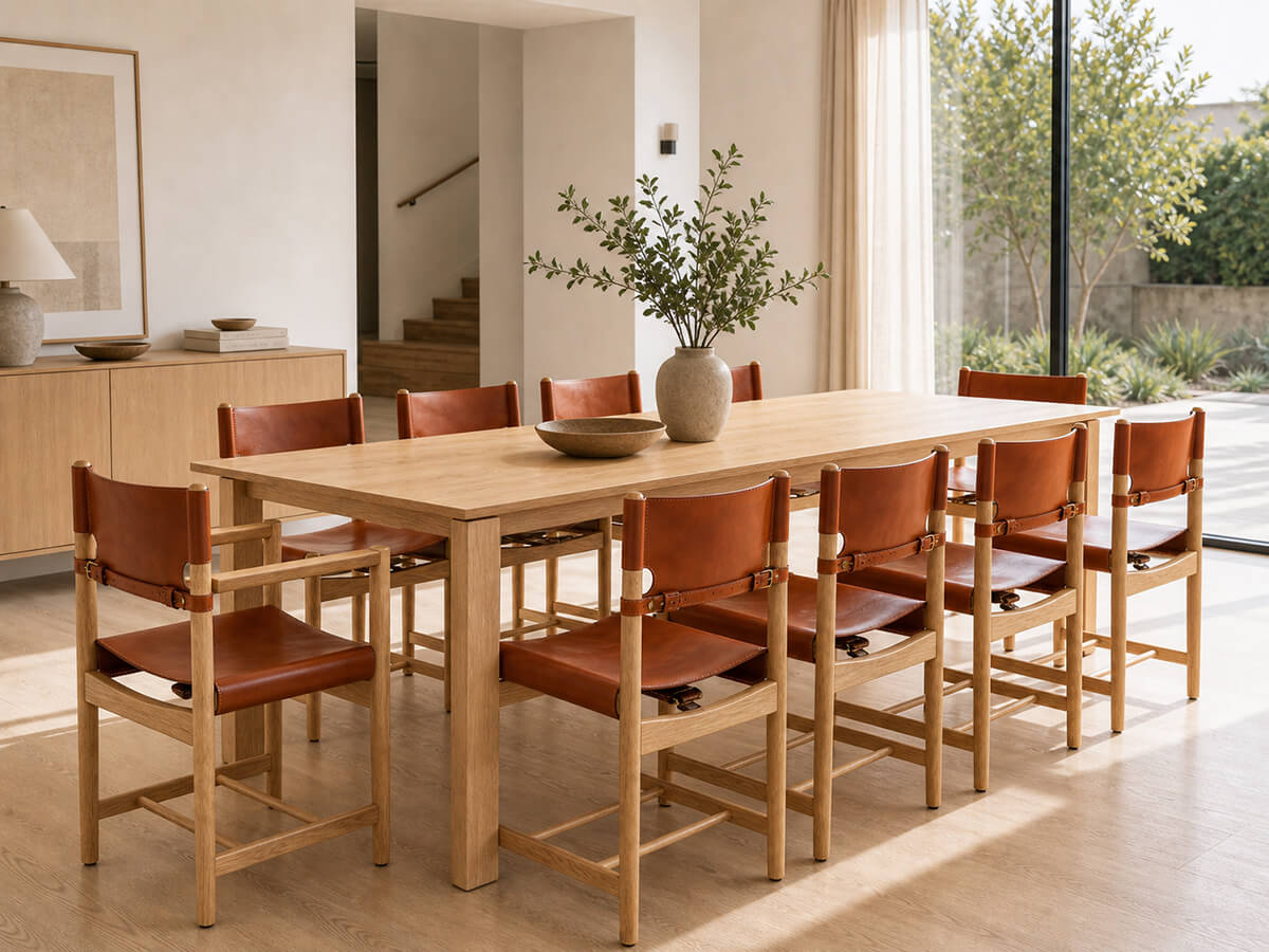 Spanish Dining Chair Replica dining set with solid timber table
