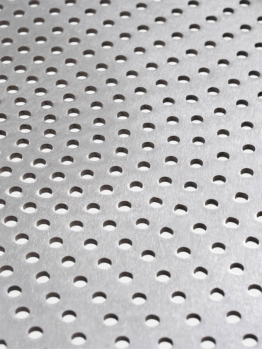 Close-up of Sterling 304 stainless steel perforated tabletop