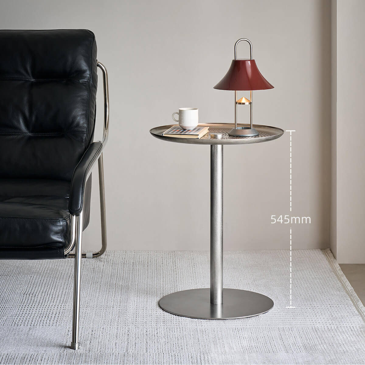 Sterling stainless steel side table with 545 mm height