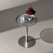 Sterling stainless steel side table with perforated top and brushed finish