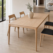 Stockholm solid ash dining table in oak finish with matching timber dining chairs