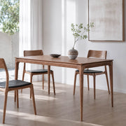 Stockholm solid ash dining table in walnut finish with matching timber Visby dining chairs