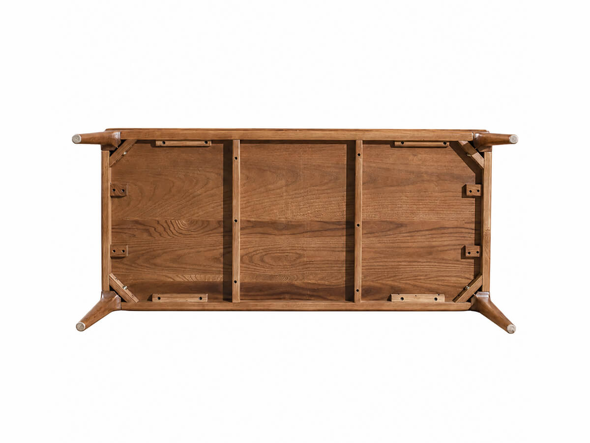 Bottom view of the Stockholm solid ash coffee table showing solid timber construction