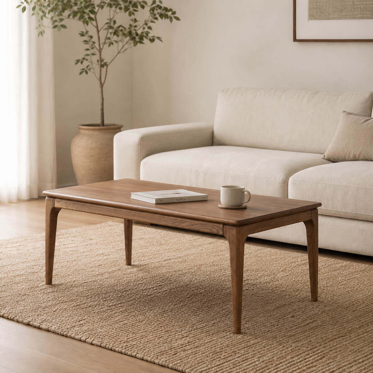 Stockholm solid ash coffee table in a Scandinavian living room