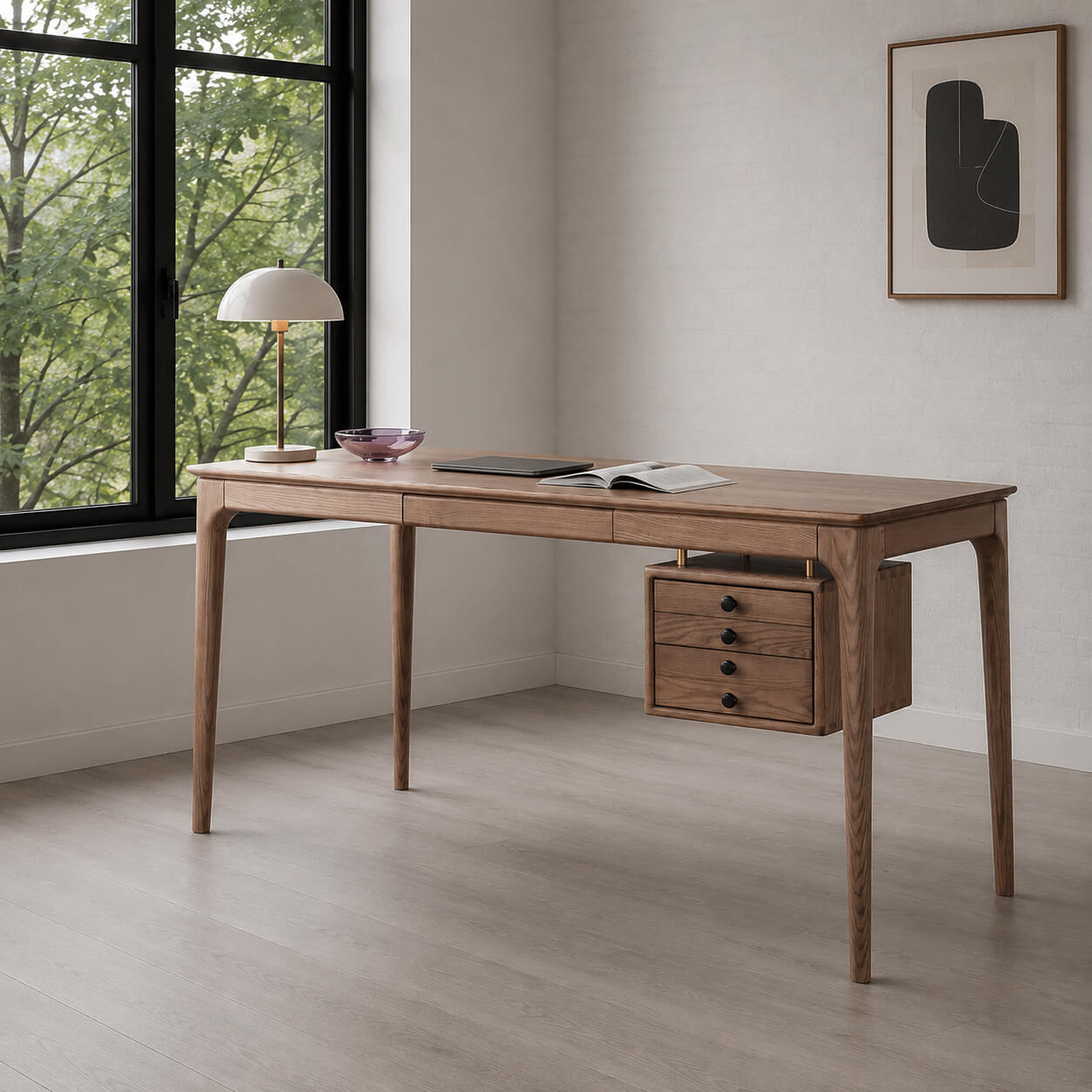Stockholm solid ash desk in a Scandinavian home office