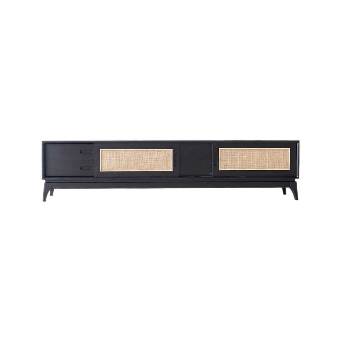 Stockholm Solid Ash TV Unit in Black Front View