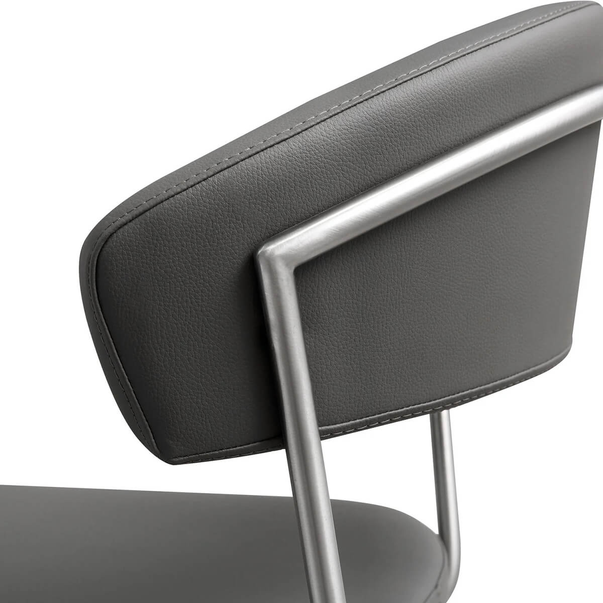 Close-up of Terri bar stool back support and metal frame detail