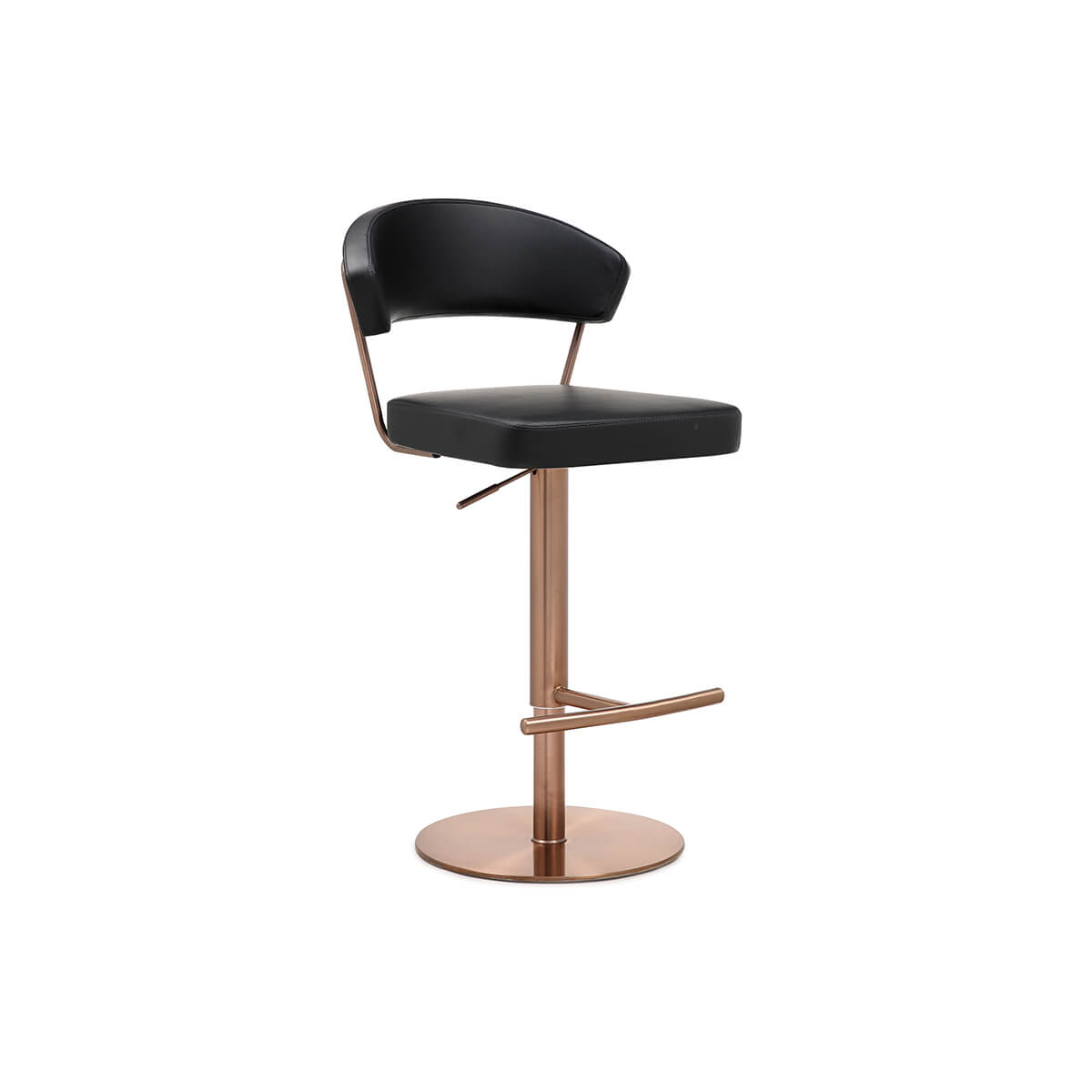 Terri swivel gas lift bar stool with supportive backrest and stable copper base