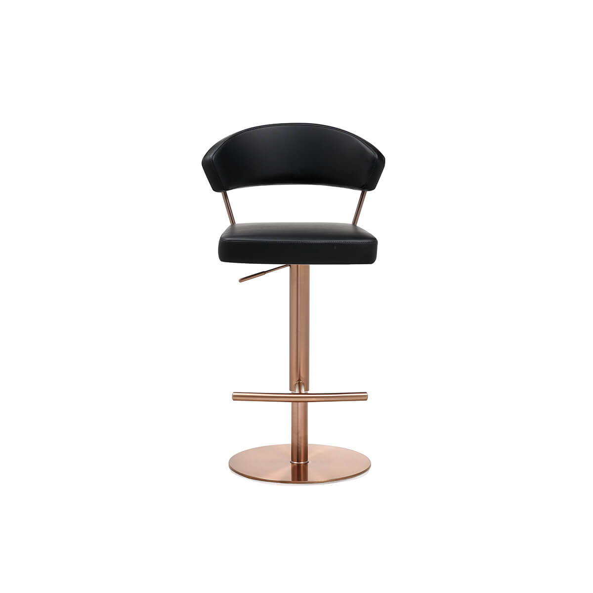 Front view of Terri gas lift swivel bar stool with supportive backrest