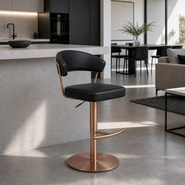 Terri gas lift swivel bar stool with back support in a modern kitchen island setting