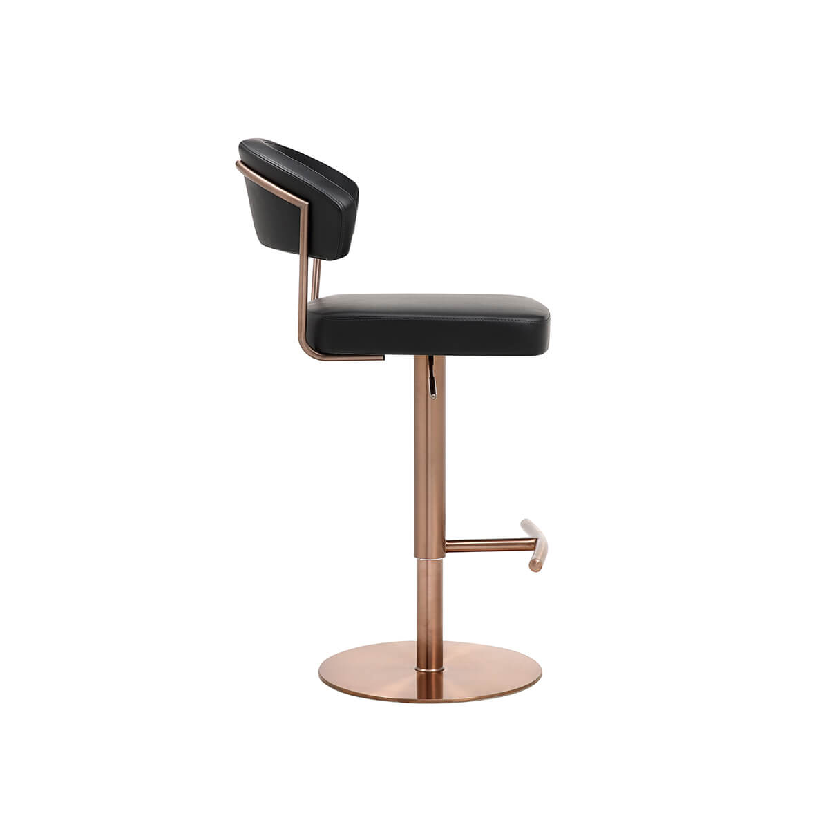 Side view of Terri adjustable swivel bar stool showing gas lift mechanism