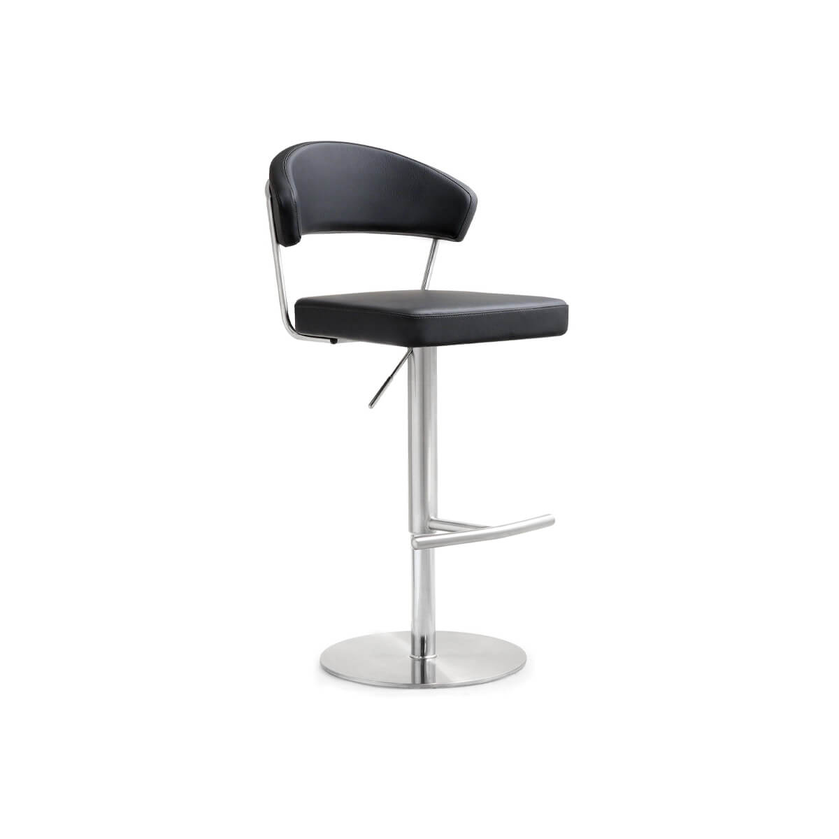 Terri swivel gas lift bar stool with brushed stainless steel base