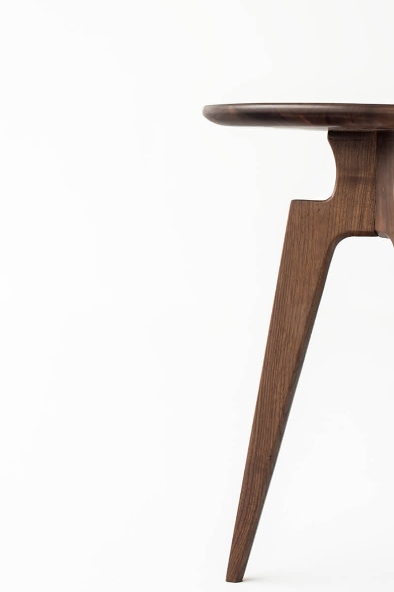 Sculpted leg detail on the Tobias solid ash side table
