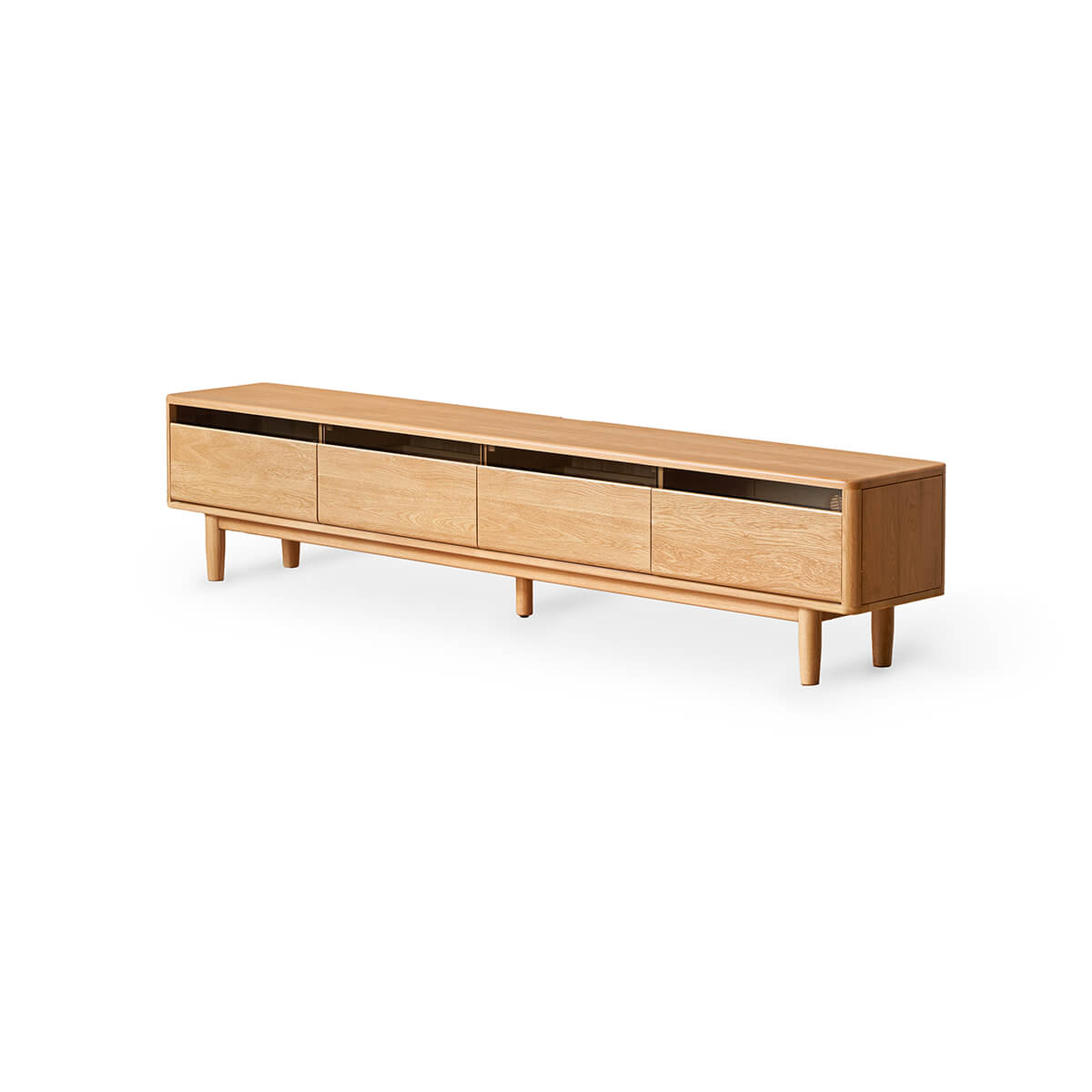 Toren solid oak TV unit in natural oak finish with a slimline design