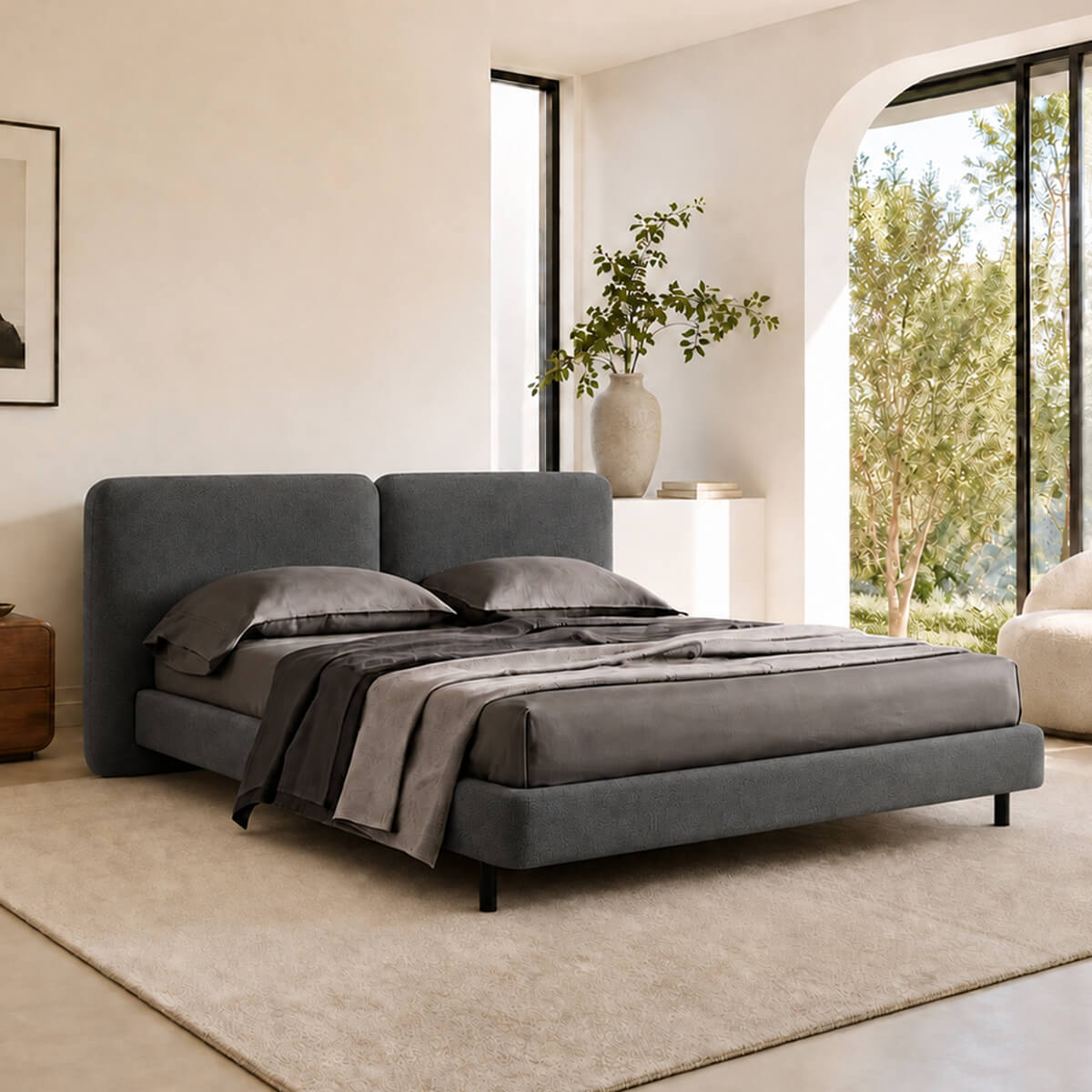 Varen upholstered bed in ACL-7 dark grey fabric