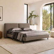 Varen upholstered bed in taupe fabric