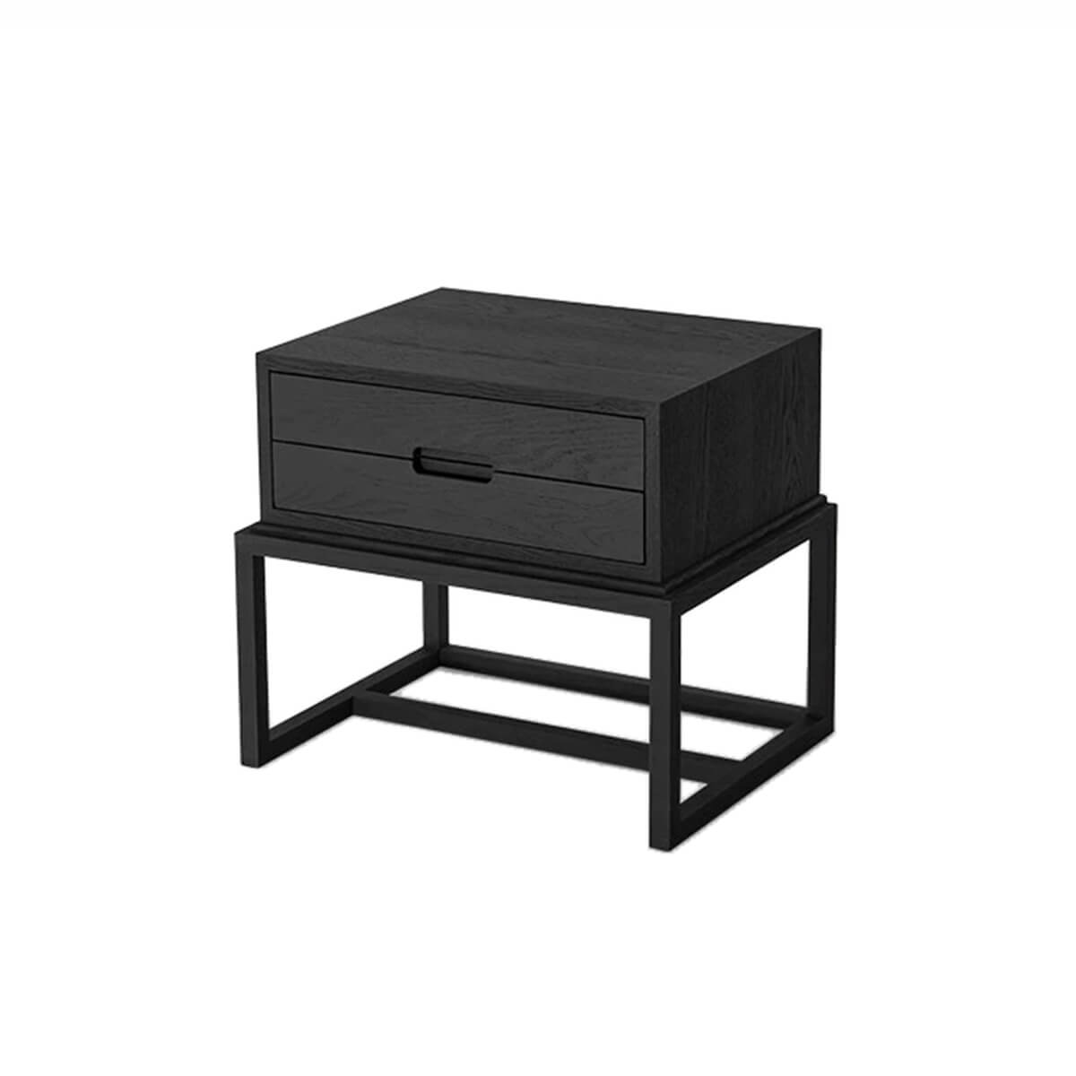 Front view of the Venus timber bedside table in black finish