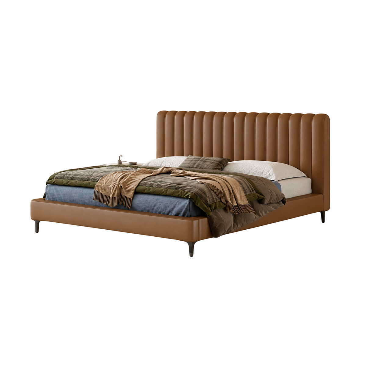 Vosa Top-Grain Leather Bed Frame
