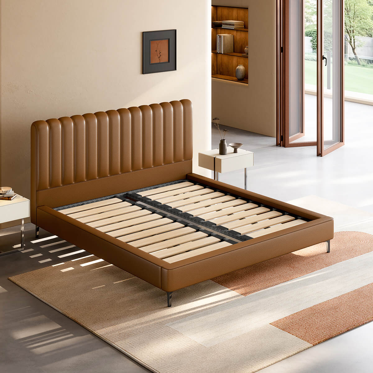Vosa Top-Grain Leather Bed Frame
