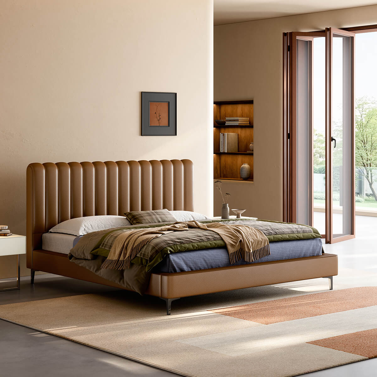 Vosa Top-Grain Leather Bed Frame