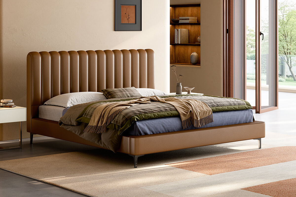 Vosa Top-Grain Leather Bed Frame