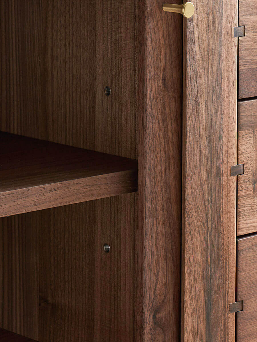 Wave TV Unit interior storage and timber finish detail