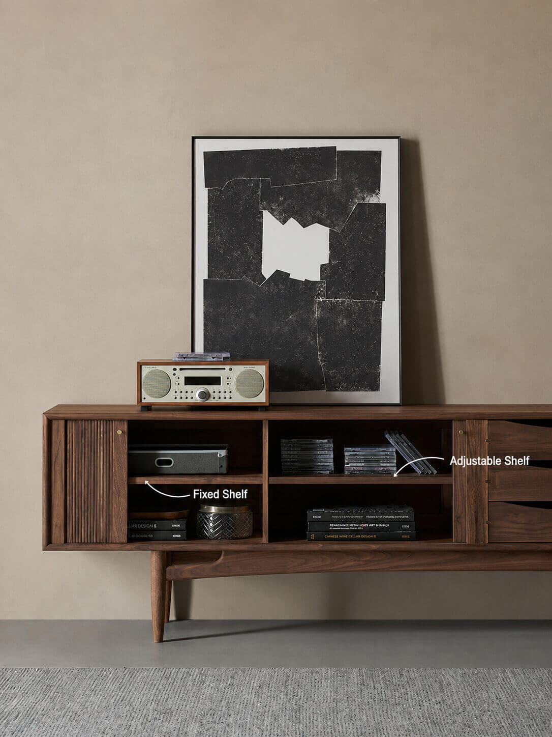 Wave TV Unit open shelf storage section