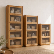 Winston solid oak cabinet with reeded glass doors in three sizes