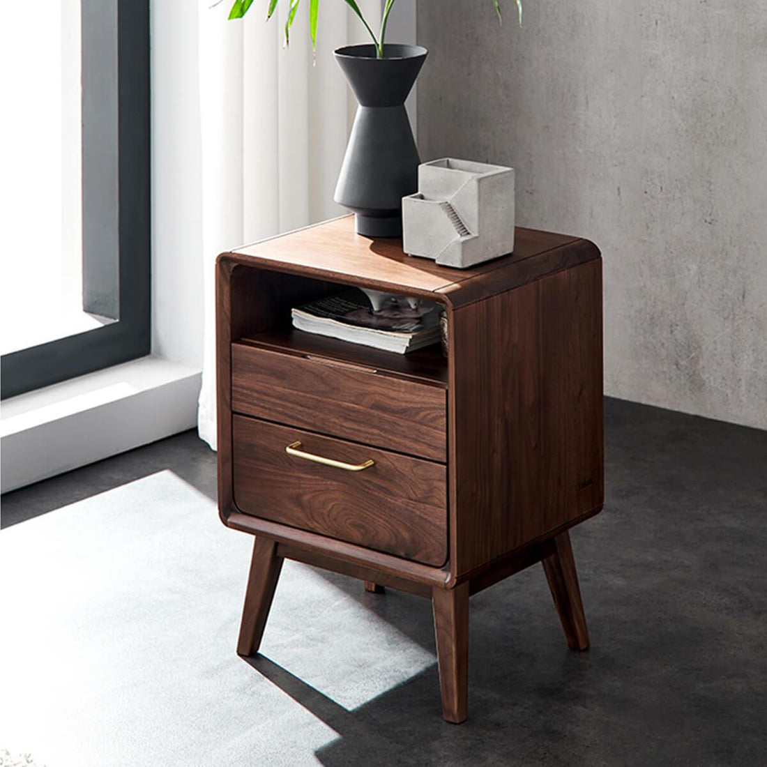 Luxemburg Solid Walnut Bedside Table Z-furnishing