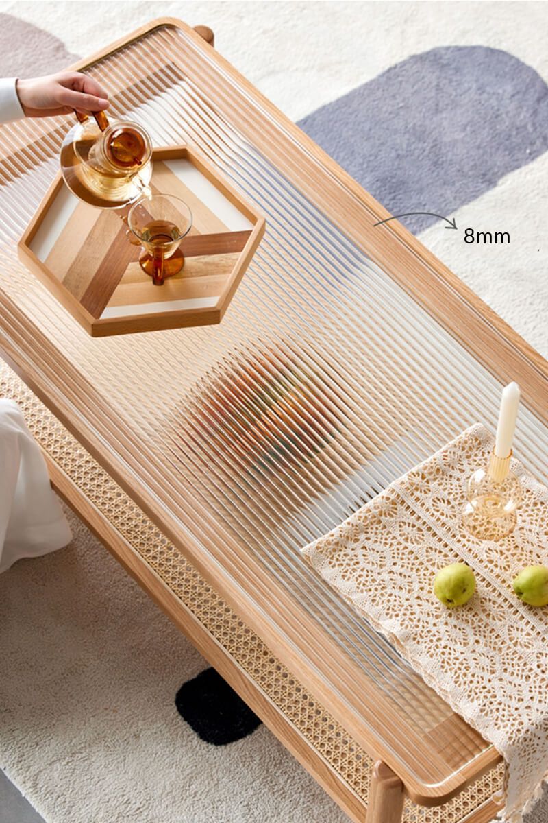 YSU-Fuji Glass Rattan Coffee Table Z-furnishing