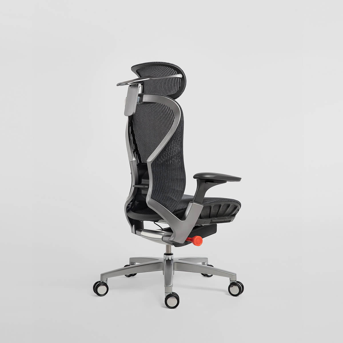 Rear side view of Archimedes ergonomic office chair in black
