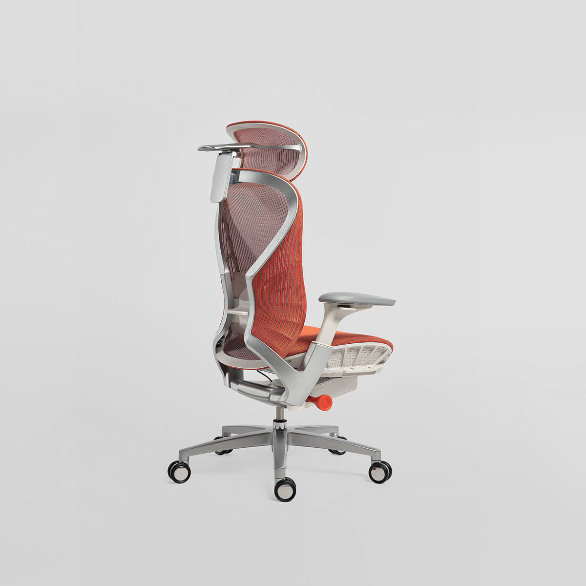 Side view of Archimedes ergonomic office chair in orange