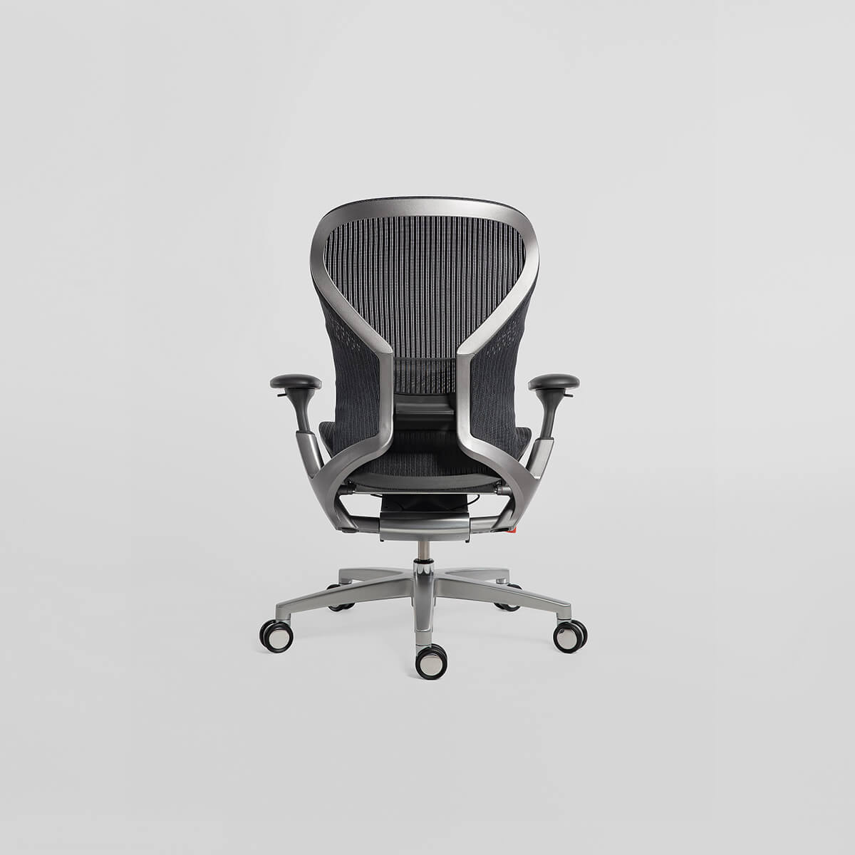 Rear view of Archimedes ergonomic office chair without headrest